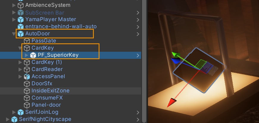 AutoDoor のHierarchy構成とカードキー